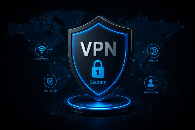 VPN security shield dark cybersecurity protection